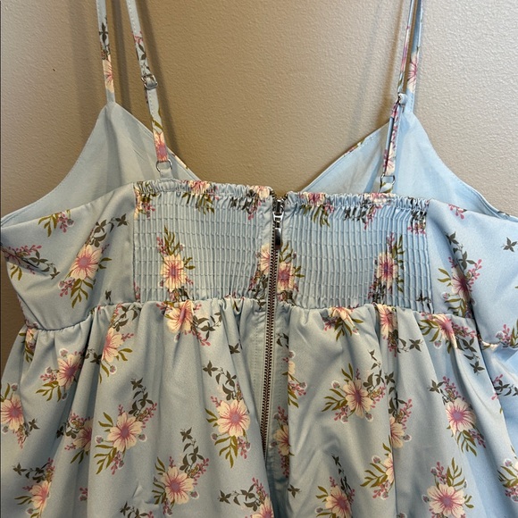 FREE PEOPLE In a Bubble Sleeveless Mini Babydoll Dress-Floral Blue NWT size L - Picture 9 of 10
